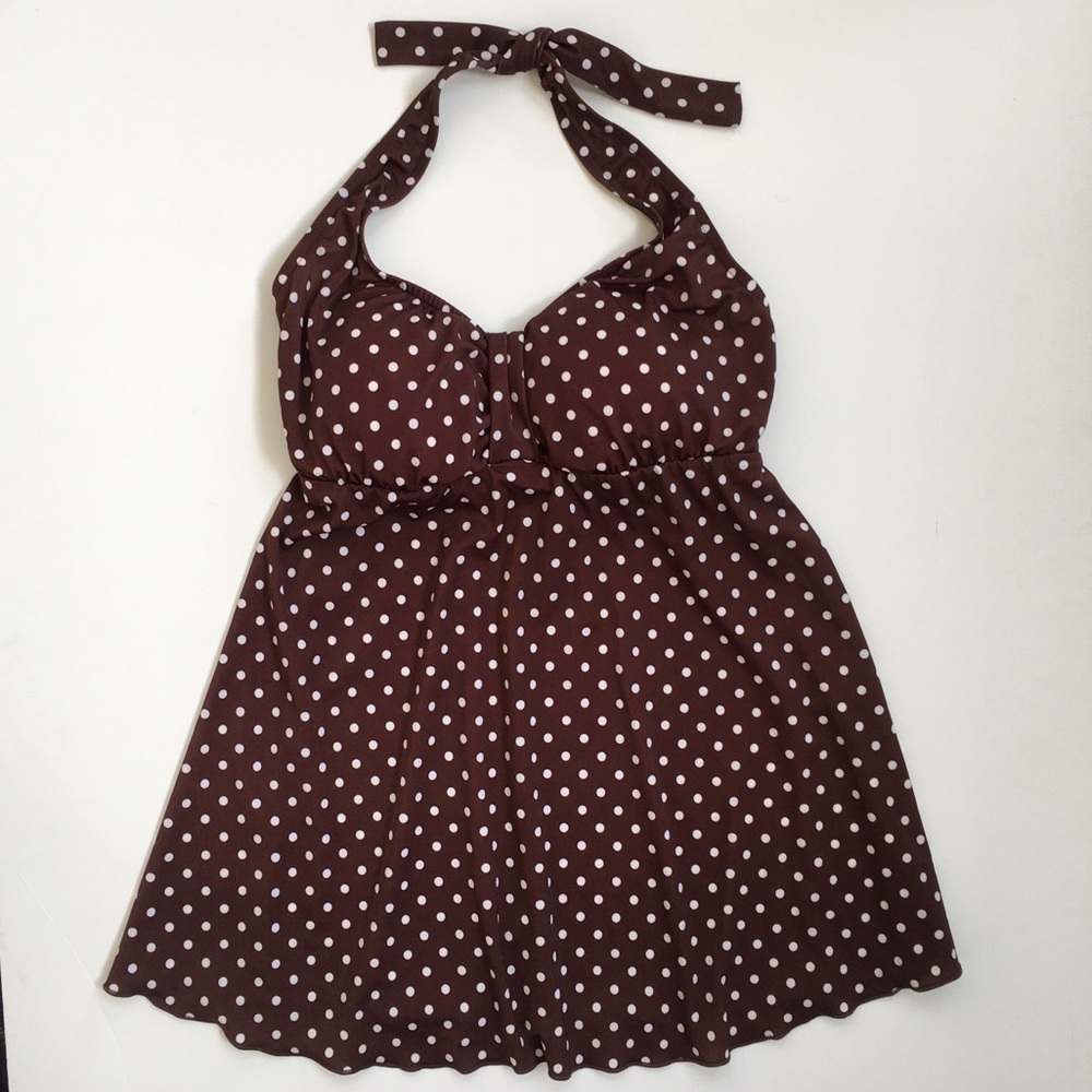 Baby Doll NWT Dot 2 piece swimsuit Small Brown with White dots Prego
